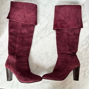 C Wonder "Kate" Over The Knee Suede Boots Maroon Red Color Size 6M